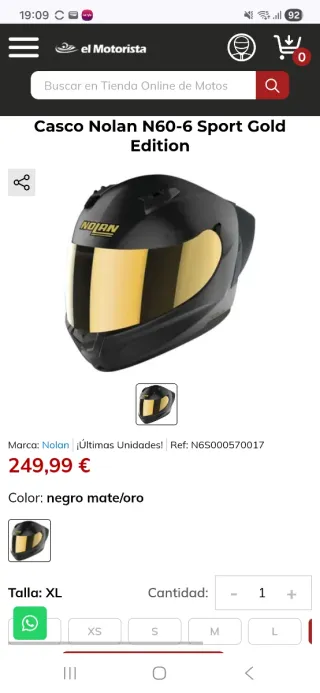 Casco Nolan N60-6 Sport Gold con intercomunicador.