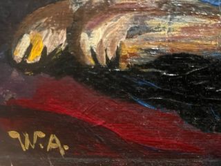 Olio su cartone espressionista - Gatto