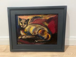Olio su cartone espressionista - Gatto