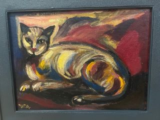 Olio su cartone espressionista - Gatto