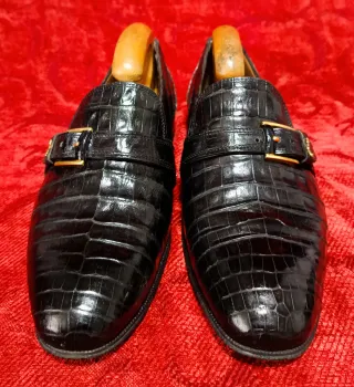 Mauri Zapatos Negros Cocodrilo Hebilla