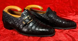 Mauri Zapatos Negros Cocodrilo Hebilla
