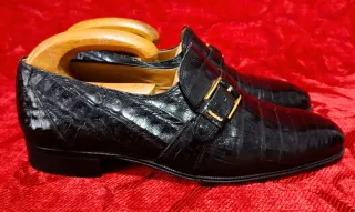 Mauri Zapatos Negros Cocodrilo Hebilla