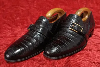 Mauri Zapatos Negros Cocodrilo Hebilla