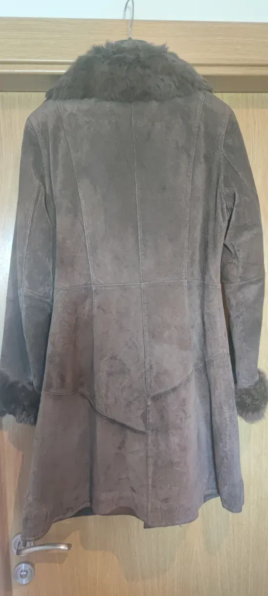 Abrigo de cuero marrón Derhy Talla S