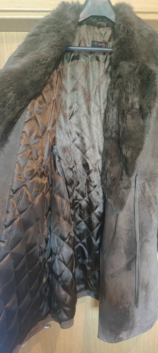 Abrigo de cuero marrón Derhy Talla S