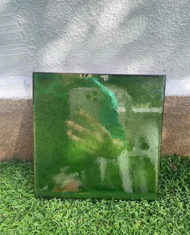 27 azulejos antiguos verdes brillantes