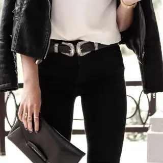 Cintura con doppia fibbia argento