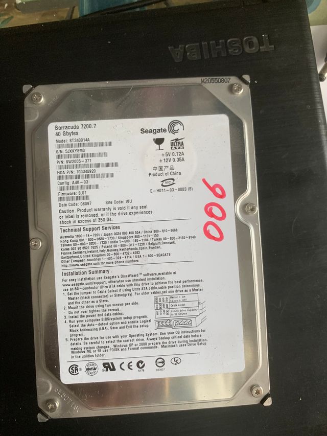Disco Duro Seagate Barracuda 7200.7 40GB