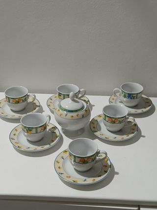 Set 6 Tazzine Caffè e zuccheriera Porcellana Made