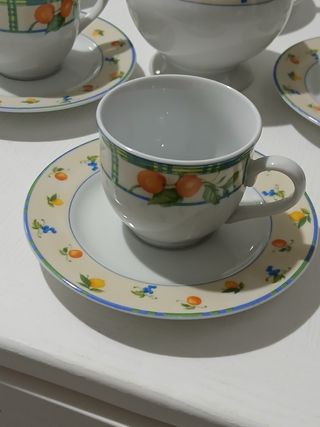 Set 6 Tazzine Caffè e zuccheriera Porcellana Made