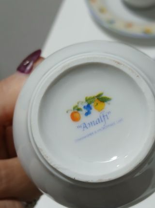 Set 6 Tazzine Caffè e zuccheriera Porcellana Made