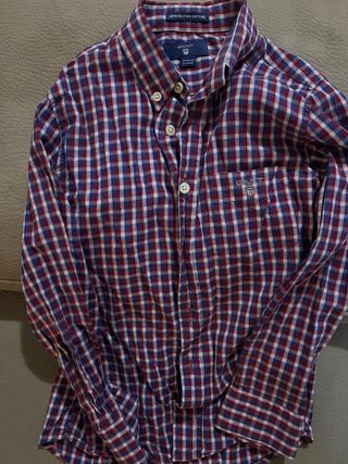 Camisa Gant cuadros azul y rojo talla 5/6 años