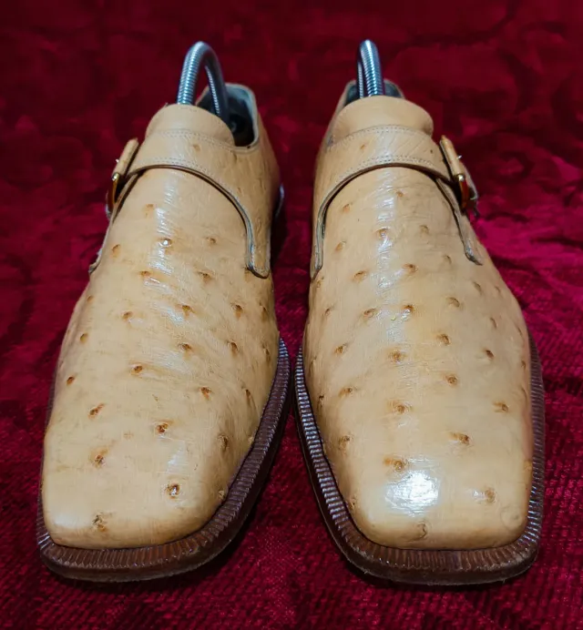 Scarpe Mauri Beige Pelle di Struzzo con Fibbia