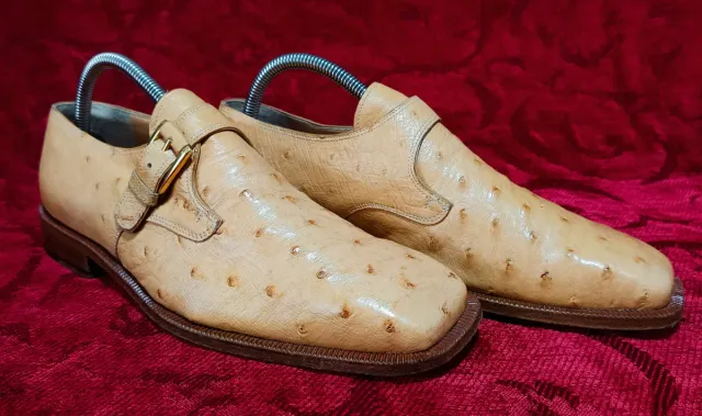 Scarpe Mauri Beige Pelle di Struzzo con Fibbia