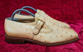 Zapatos Mauri Beige Piel de Avestruz Hebilla