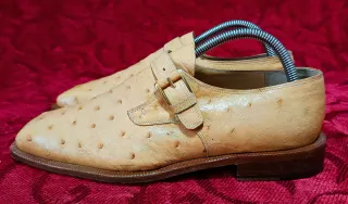 Zapatos Mauri Beige Piel de Avestruz Hebilla