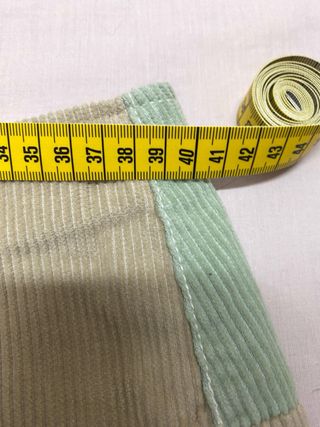 Falda pana patchwork verde, beige y blanco