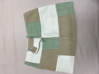 Falda pana patchwork verde, beige y blanco