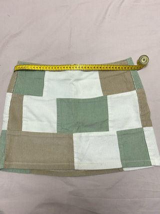 Falda pana patchwork verde, beige y blanco