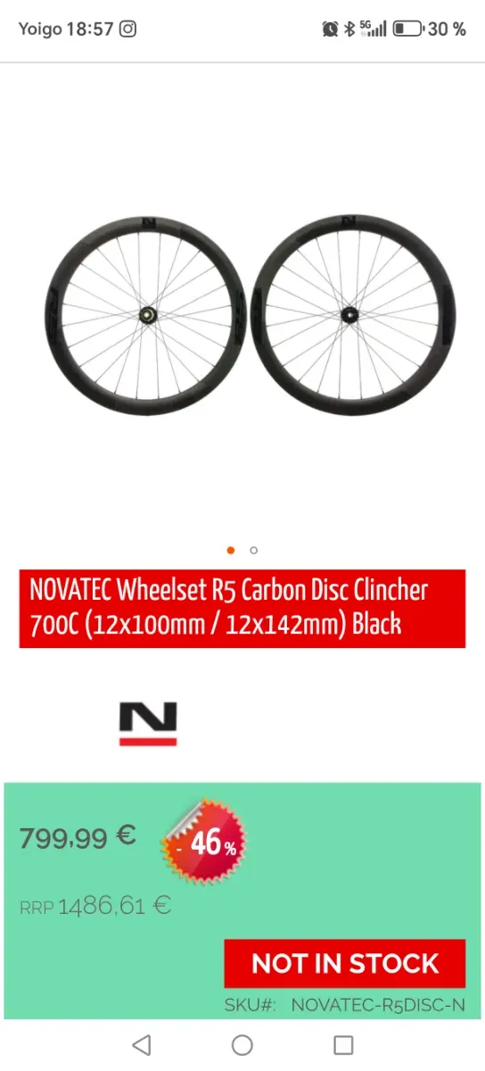 Ruedas de carbono Novatec R5