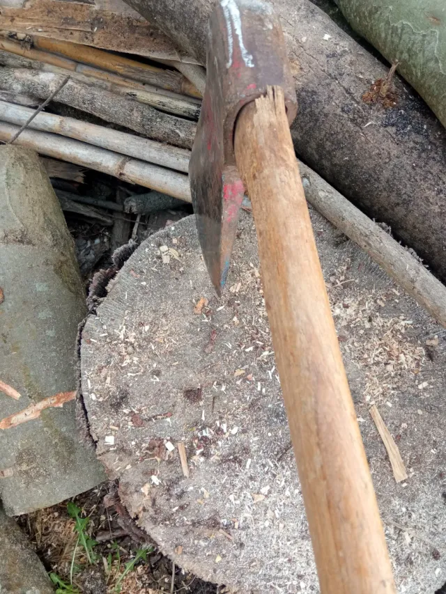 Hacha profesional  acero forjado mango  mal estado