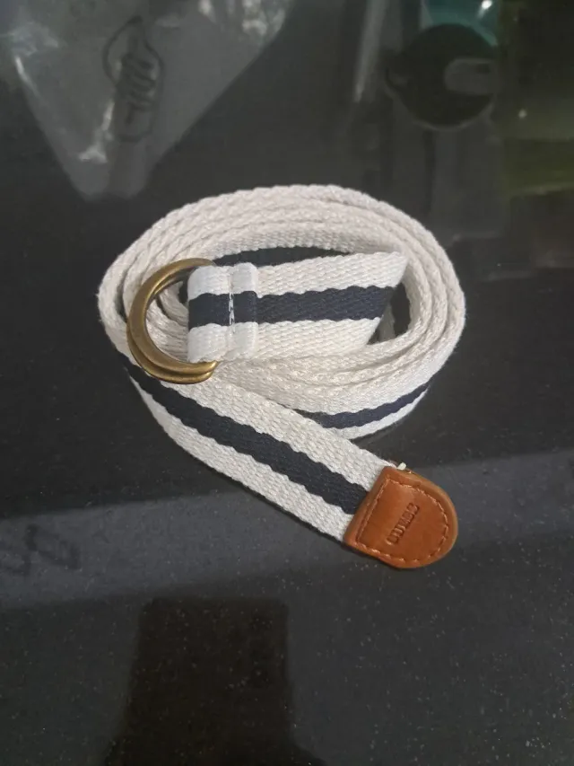 Cinturón Guess Talla S Rayas Azul Blanco