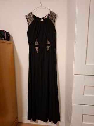 Vestido largo fiesta negro encaje