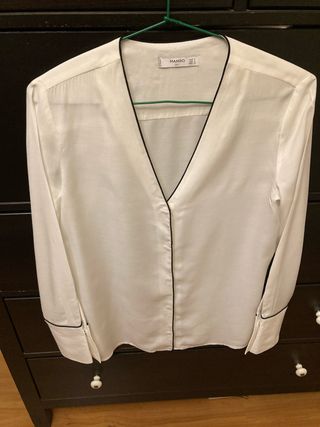 Camisa Mango Viscosa Blanca Talla S