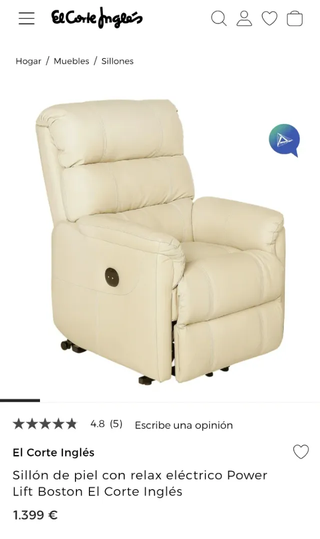 Sillón relax eléctrico El Corte Inglés