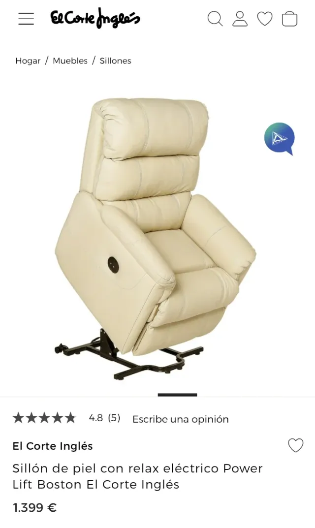 Sillón relax eléctrico El Corte Inglés