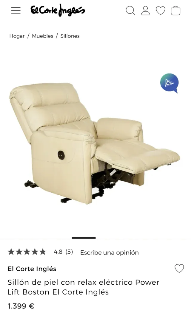 Sillón relax eléctrico El Corte Inglés