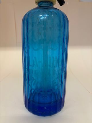 Sifón cristal azul vintage