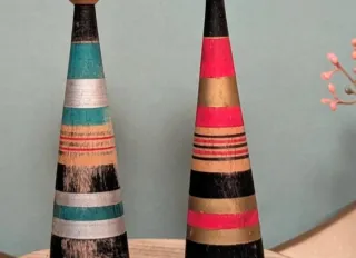 Coppia Bambole Kokeshi Giapponesi Legno