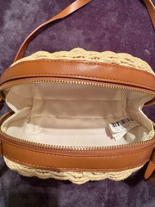 Bolso de mimbre Parfois beige y naranja