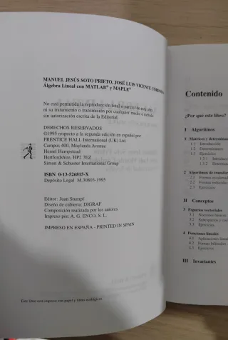Algebra lineal con MATLAB y MAPLE
