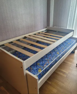 Cama nido madera beige con colchón