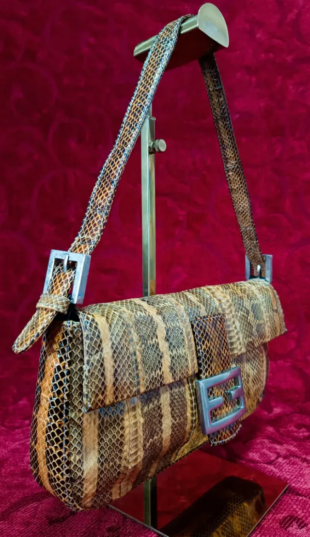 Borsa baguette in pelle di serpente