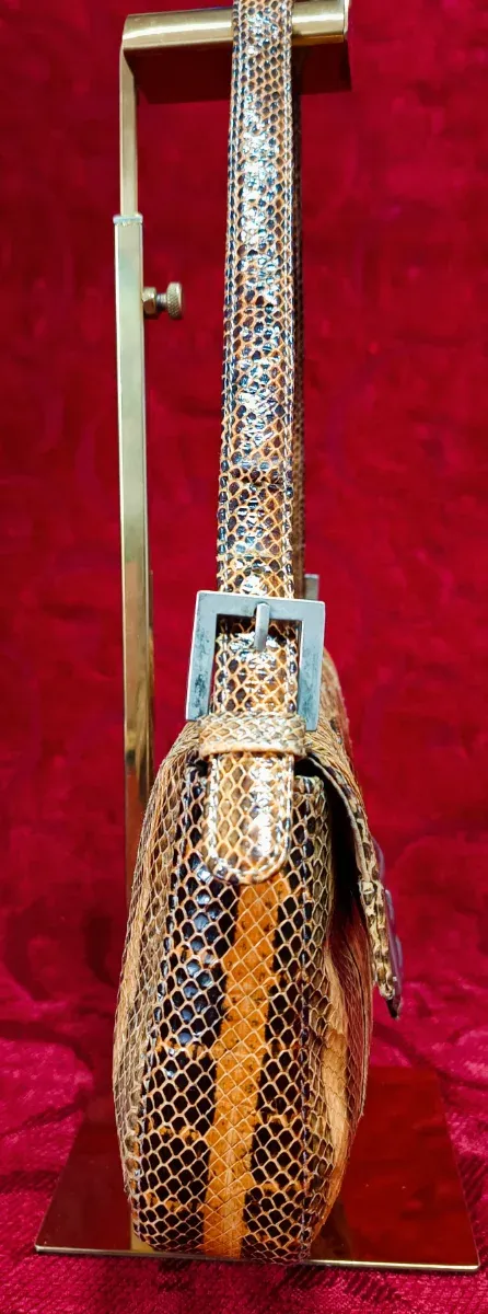 Borsa baguette in pelle di serpente