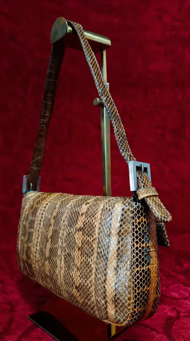 Borsa baguette in pelle di serpente