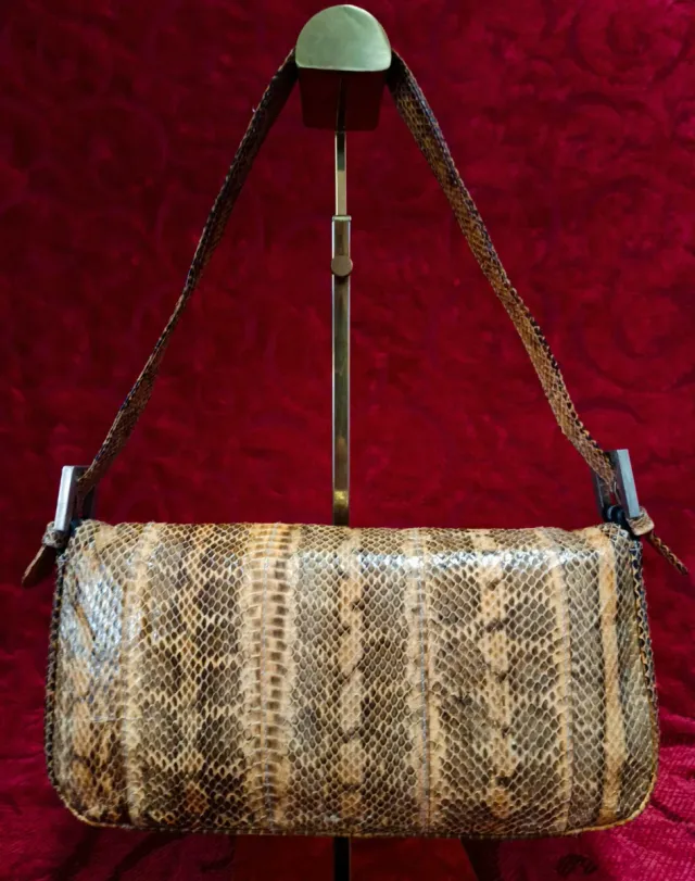 Borsa baguette in pelle di serpente