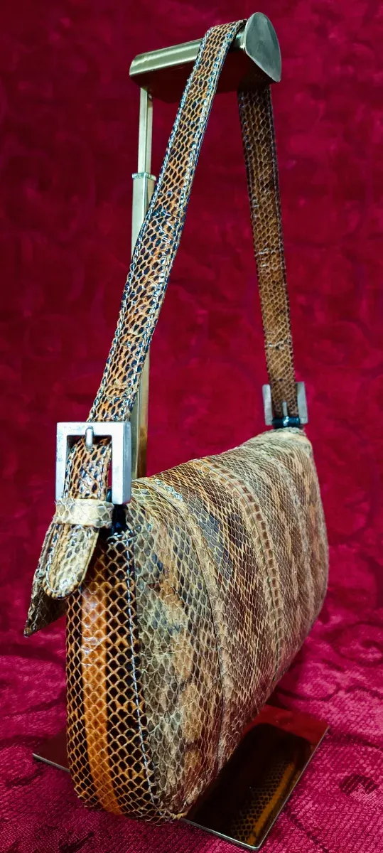 Borsa baguette in pelle di serpente
