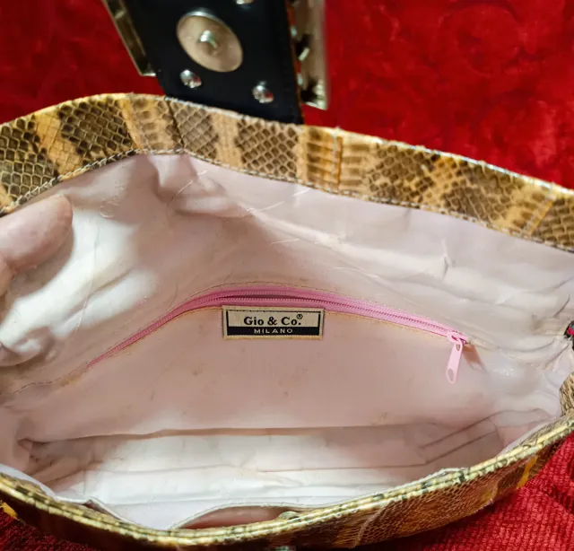 Borsa baguette in pelle di serpente