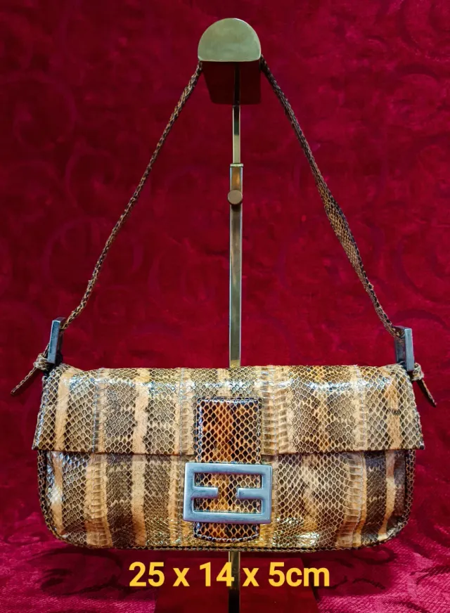 Borsa baguette in pelle di serpente