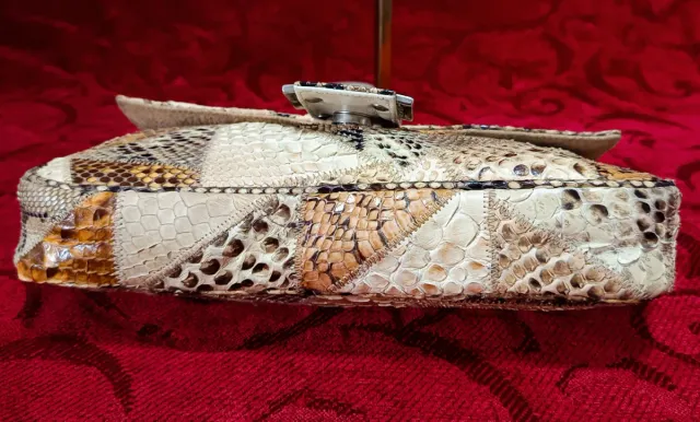 Borsa a baguette patchwork pelle di serpente