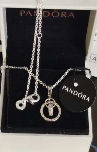 Charm Colgante Dos Círculos Logo y Cadena