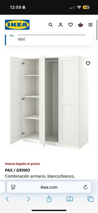 Guardaroba bianco Ikea Pax/Grimo
