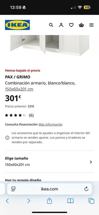 Guardaroba bianco Ikea Pax/Grimo