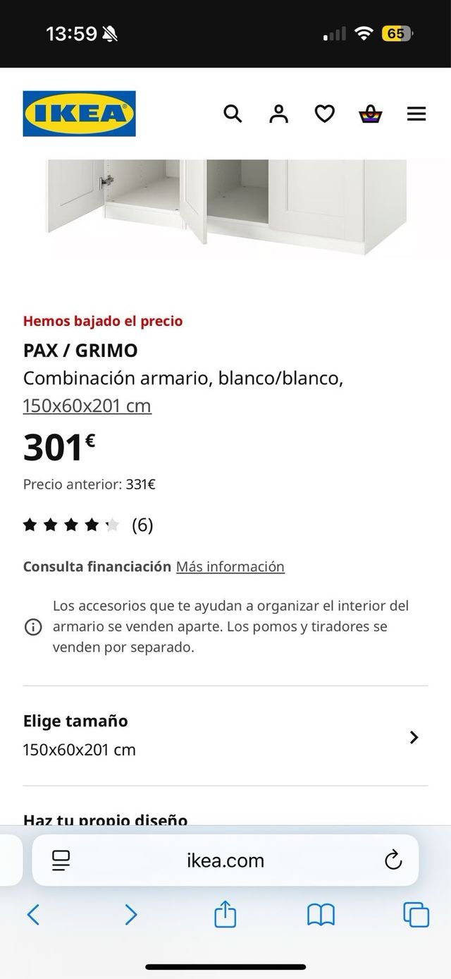 Armario Blanco Ikea Pax/Grimo