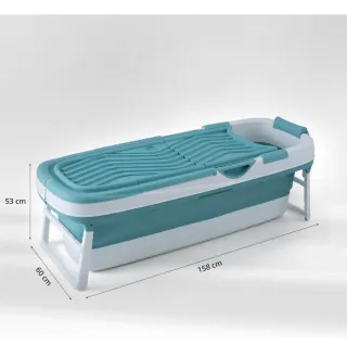 Bañera Plegable 158x60x53 cm, Sin Usar Azul/Blanca
